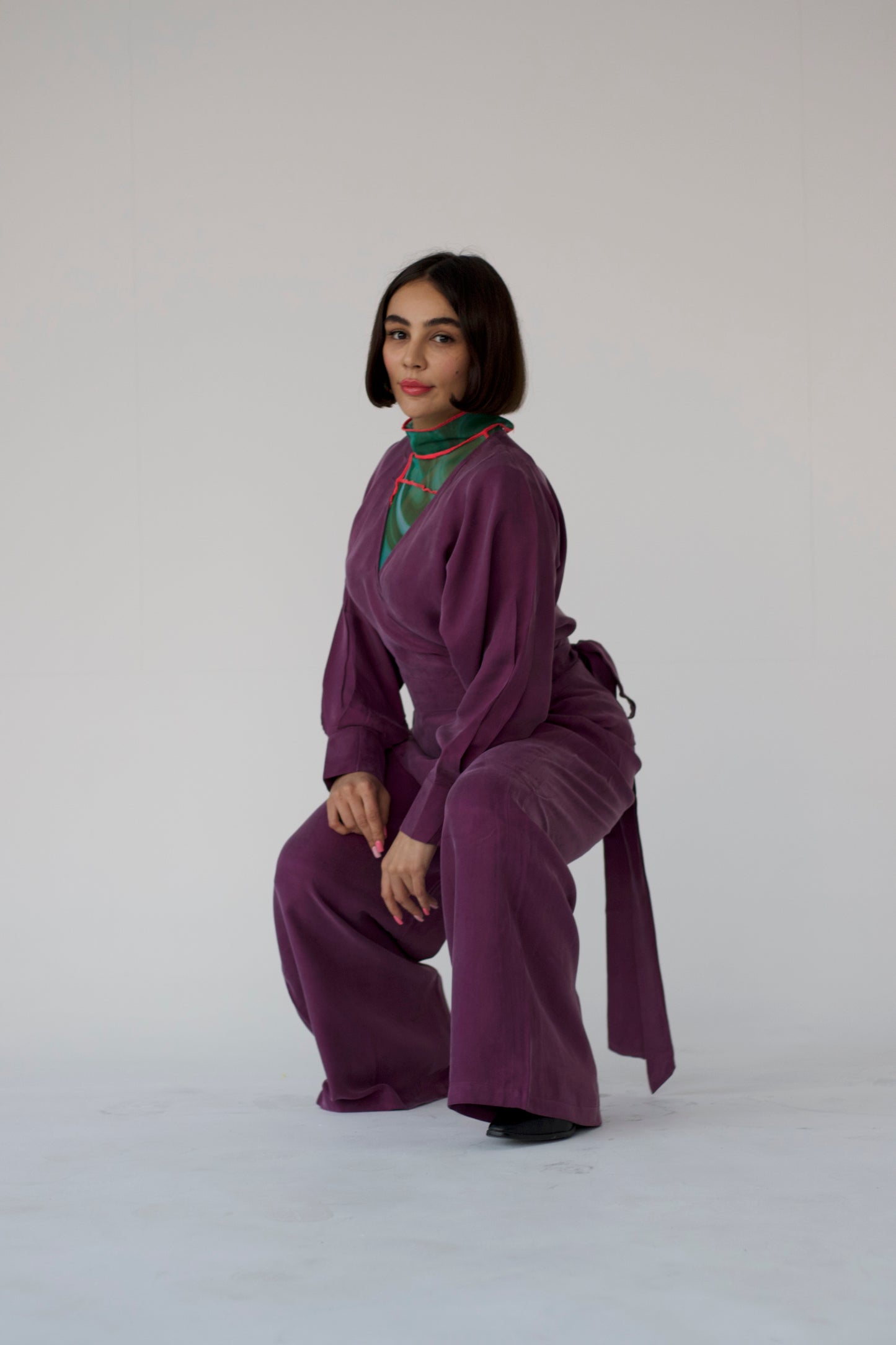 AKMUO wrap top purple